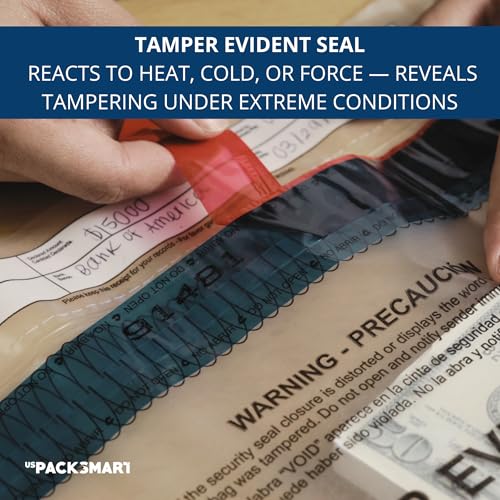 9”x12" Clear Plastic Deposit Bags with Security Tape Tamper Evident - Secure Bank Deposits, Cash Handling, & Currency Transport | Self-Sealing Tape with Hidden Graphics | 100-Pack - color: Clear, size: 9"x12"