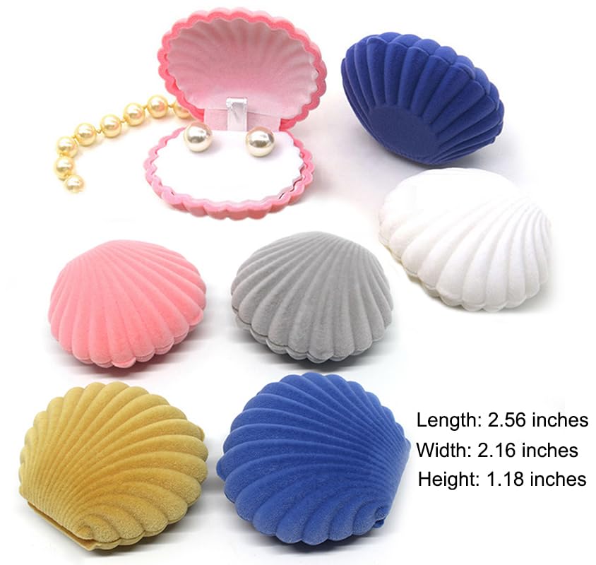 AKOAK 1 Pack Shell Jewelry Box, for Earrings, Necklaces, Bracelets, Jewelry Display Gift Box Holder (White) - color: white