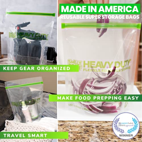 Smelly Proof Heavy Duty Food Storage Combo, Stand-Up Quart (8.5" x 10") & Expandable Snack (6" x 4") Bags - Made in USA, BPA Free, Dishwasher-Safe - 5 Quart + 10 Snack Bags Bundle, 15 Pieces