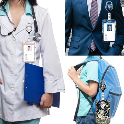 Blue Art ID Badge Holder Lanyard & Retractable Badge Reel Clip Cool Van Gogh Keychain for Women Men Girls for Keys ID Badges Nurse Neck School Lanyard ID Holder - color: Van Gogh