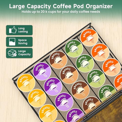 EsLuker.ly Coffee Bar Organizer Station Shelf Mug Holder, with 12 Hooks - color: Wood Brown+Black