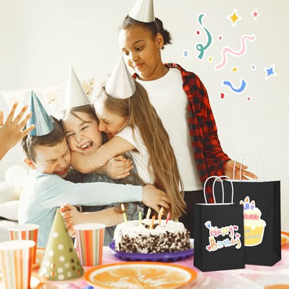 BagDream Gift Bags with Handles 5.25x3x8 Inch Dark Black 100 Pack Bulk - color: Black