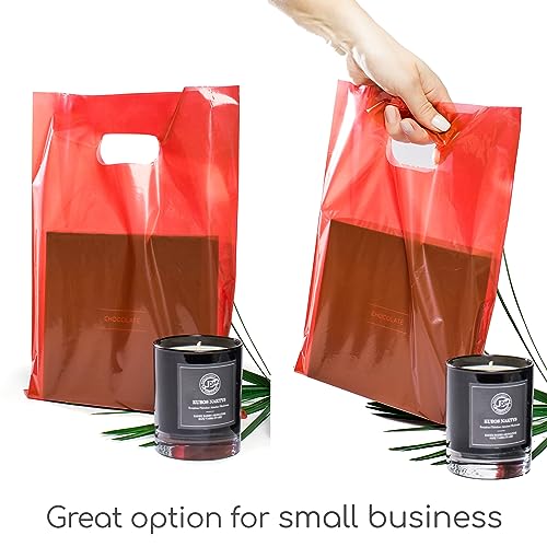 Choice Marts 100 Red Plastic Bags With Handles 9x12 Merchandise Bags - color: Red