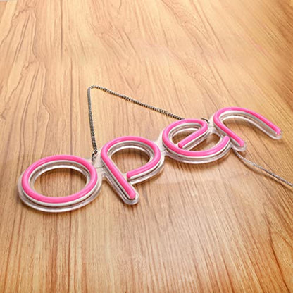 LED Open Sign,16x6 inch Open Signs for Business with Open Close Sign(Pink) - color: Pink