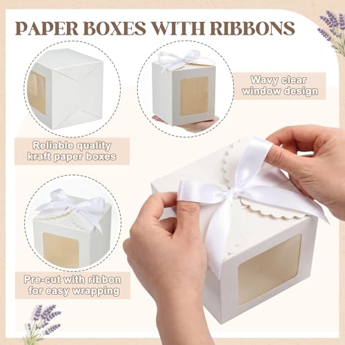 Kolldenn 24 Pcs Mug Gifts Boxes with Ribbon, 11oz, 12oz, 15oz, White - color: White