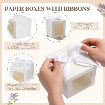 Kolldenn 24 Pcs Mug Gifts Boxes with Ribbon, 11oz, 12oz, 15oz, White - color: White