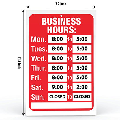ASSURED SIGNS Business Hours Sign for Glass Door, 11.7 x 7.7 Inch, 2 Pack