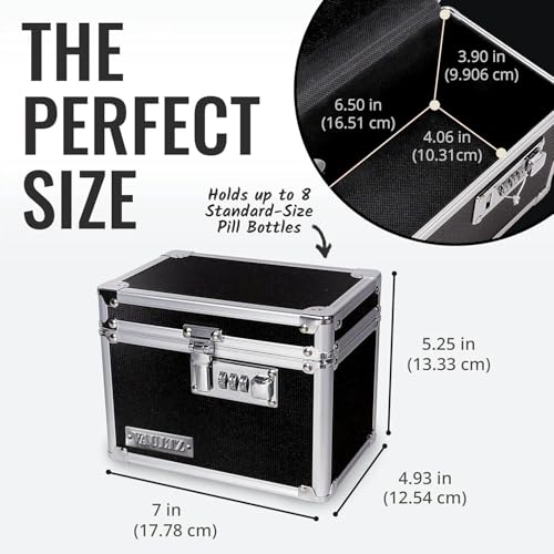 Vaultz Medicine Lock Box - 4 Pack - 5 x 7 x 5 Inches - Secure Cabinet Safe with Combination Lock - Ideal for Medications and Small Valuables - Black - color: Black, size: Small (Pack of 4)