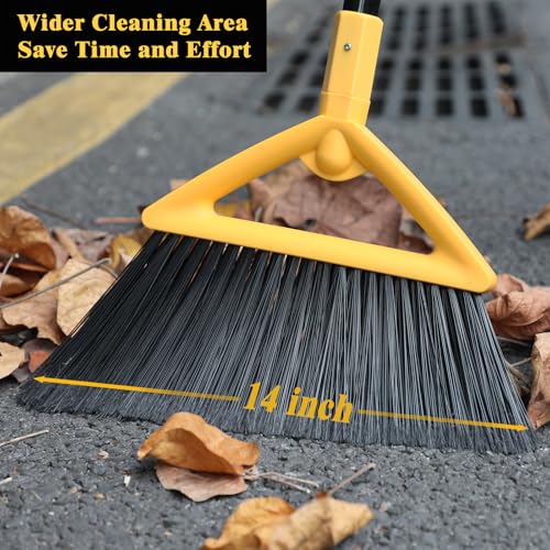 Heavy Duty Broom Outdoor and Indoor, 4 Pack Upgraded Commercial Angle Brooms, Perfect Yellow Broom of House, Kitchen, Garage, Courtyard - color: Yellow *4p