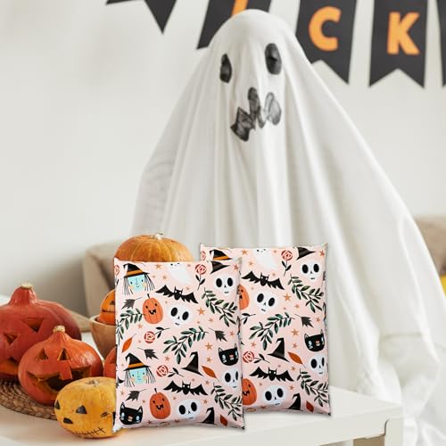 JarThenaAMCS 100Pcs Halloween Poly Mailers 10 x 13 Inch Spooky Ghost Pumpkin Packaging Bags Self Seal Mailing Envelope Bags for Small Business Clothing Gift