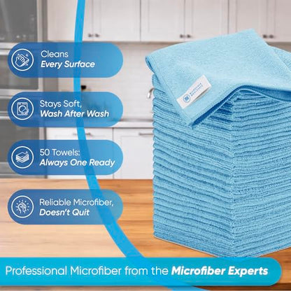 Microfiber Cleaning Cloth - 12 Pack | Better Quality All Purpose Towels | Great for Home, Clean, Dust, Polish | Soft, Absorbent, Durable | Wash 100s of Times | Black Gray Blue - color: Black, Gray, Blue