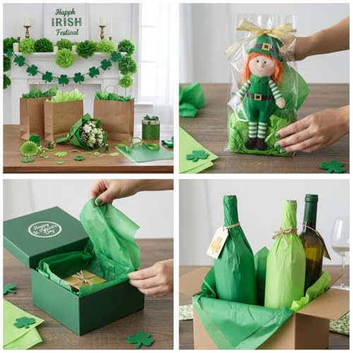 500 Sheets Green Tissue Paper Bulk 15 x 20Inch for Christmas Football Party - color: Green, size: 15 x 20 Inch