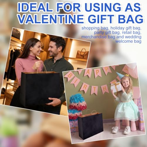 Maitys 12 Pcs 20x16x5 Inch Black Extra Large Paper Gift Bags with Handles - color: Black, size: 20x16x5 Inch