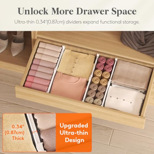 Lifewit 3.2" High Drawer Dividers for Clothes, Adjustable Drawer Organizers - size: 3.2"H, 10.5-16.5"L
