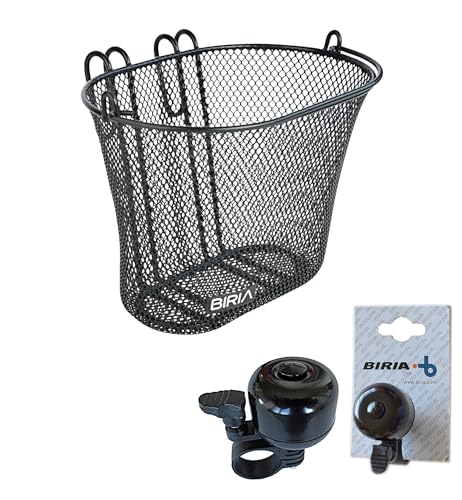 Basket with Hooks, Front, Removable, Wire mesh Small, Kids Bicycle Basket - color: Black including a Bell