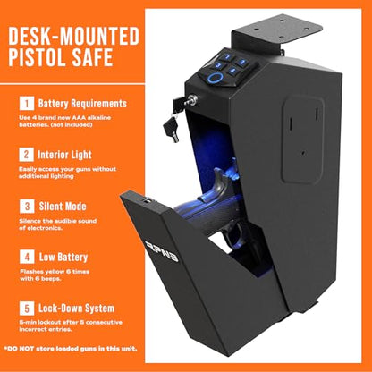 RPNB Bedside Gun Safe for Handgun,Biometric Pistol Safe,Small Handgun Safes - color: RP311F