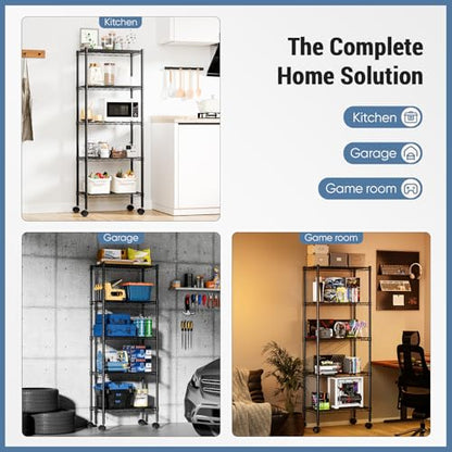 DUMOS 5-Tier Metal Storage Shelves, Shelving Unit, Storage Rack, 23.2" W - size: 5 Tiers-59"H