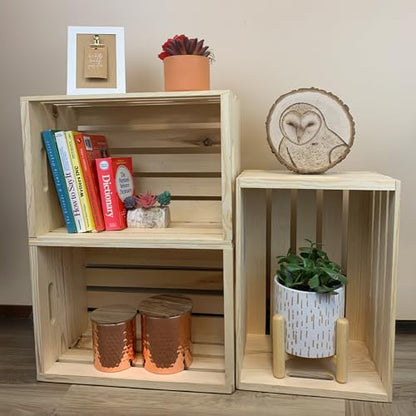 Wilson Large Wooden Pine Crate for Storage and Decoration at Home, Office, Kitchen, Bedroom, and Retail (12.5"x9.625"x17.875")(1) SINGLE CRATE