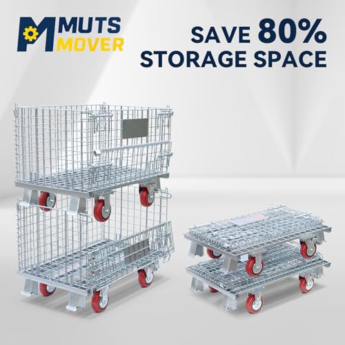 32"x20"x24" Heavy Duty Platform Truck with Cage, Foldable Flatbed Hand Truck Dolly with 4.7” Swivel Casters, 1500LBS Capacity Push Cart for Warehouse, Garage, Grocery, Laundry