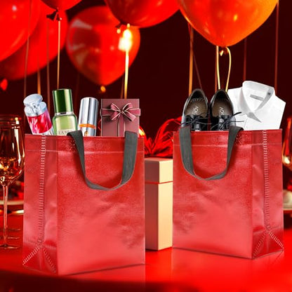 KeerxunBag Red Gift Bags - 12pk - Reusable - With Inner Liner Paper - color: Red