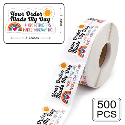 Small Business Thank You Stickers, Your Order Made My Day Online Retailers Order Paster Self-Adhesive Stickers, Cute Rainbow Paster for Packages, 500 PCS - style: Your Order Made My Day