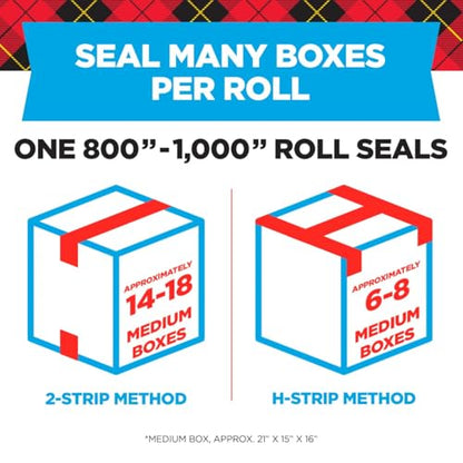 Scotch Heavy Duty Shipping Packaging Tape, Clear, Split-Resistant, 1.88 in x 27.7 yd per Roll (1000 inch), 6 Rolls, 6 Dispensers (6000 inches Total) – Box Tape - size: 6 Rolls