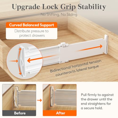Lifewit 3.2" High Drawer Dividers for Clothes, Adjustable Drawer Organizers - size: 3.2"H, 10.5-16.5"L