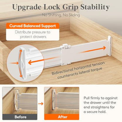 Lifewit 3.2" High Drawer Dividers for Clothes, Adjustable Drawer Organizers - size: 3.2"H, 10.5-16.5"L