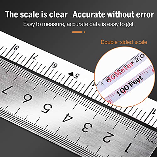 KSEIBI 302925 Long Fiberglass Tape Measure Double Face Printing Inch/Metric for Construction Work (100ft / 30m) - size: 30.5 m