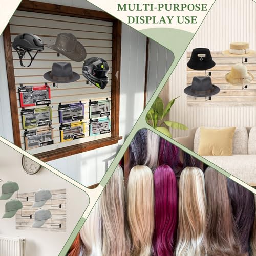 4 Pcs Hat Wall Mount Holder Metal Hat Rack Hangers Display Rack Retail Store Display Shelves Organizer for Caps, Ball Holder, Wig Display Black