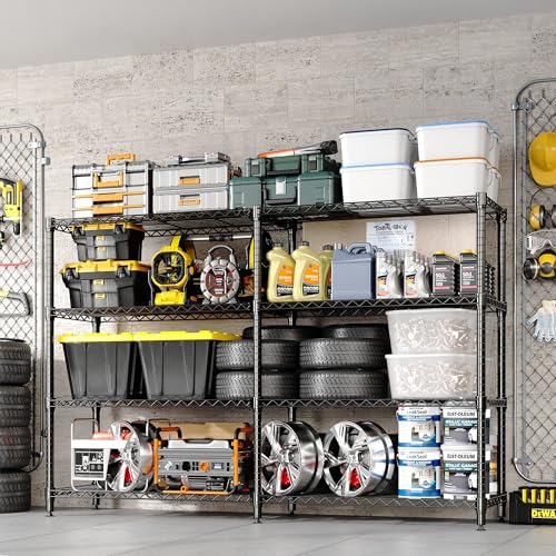 70.8" W Storage Shelves 4-Tier 1060 LBS Metal Garage Shelving with Adjustable Heavy Duty Shelving Unit for Home Kitchen Office Garage 70.8" W x 59.5" H x 15.8" D - color: 4 Tier,15.75" D X70.87" W X59.49" H