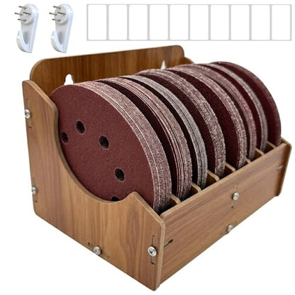 5" Sandpaper Organizer Sanding Disc Storage Holder for 5 Inch, 8-Slot Sanding Disc Storage Rack with Labels, Wall Mount or Benchtop for Grinding Discs, Flap Discs, Wheels, Excluding Sandpaper - style: 1 Pack