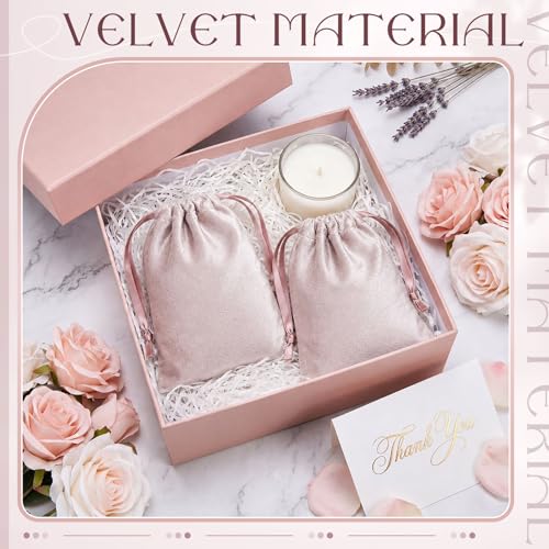 Abbylike 24 Pcs Rose Pink Velvet Jewelry Bags with Drawstring 5x7 Inch Cloth Gifts Bag Jewelry Pouches Small Reusable Treat Bag for Storage Wedding Party Favor Tarot Cards Crystals Business Packaging - color: Pink