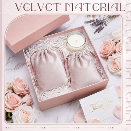 Abbylike 24 Pcs Rose Pink Velvet Jewelry Bags with Drawstring 5x7 Inch Cloth Gifts Bag Jewelry Pouches Small Reusable Treat Bag for Storage Wedding Party Favor Tarot Cards Crystals Business Packaging - color: Pink