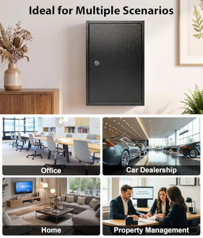 KYODOLED Key Box, 60-Key Lock Box with Key Lock, Wall Mount, Black - color: Black-03
