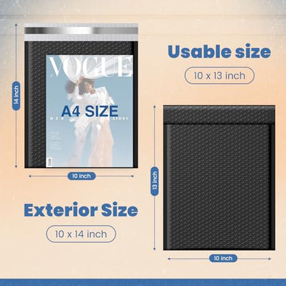 Fuxury Bubble Mailers 10x13 Inch Black 250 Pack Bulk Padded Envelopes - color: Black, size: 10x13" 250PC