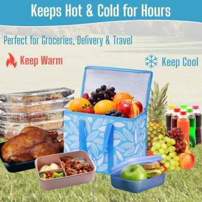 VENO 2 Pack Cooler Bag Insulated Grocery Bags for Food Delivery Heavy Duty - color: Spring Breeze, size: 2 Pack