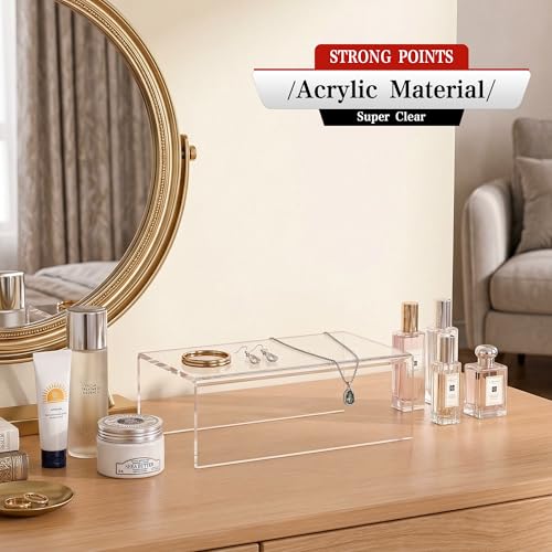 Sezanrpt Acrylic Shelf Riser 8x4.7x3 pack of 2, Desktop Rectangular Acrylic Tray Pedestal Stand for Funko Pop Figure, Bags, 8x4.7x3 Inch - color: Clear, size: 8x4.7x3 Inch