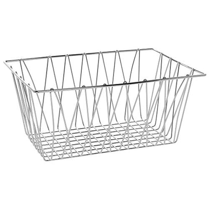 HUBERT Wire Display Basket Rectangular Chrome Plated Pastry Basket Bakery Tray - 18"L x 12"W x 8"H