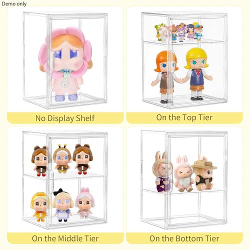 LXLXXL 2 Tier Stackable Shelf Acrylic Display Case with Magnetic Lid 4-Pack - size: 2 Tier -4pcs