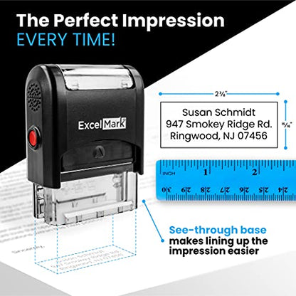 ExcelMark Custom Self Inking Rubber Stamp - Up to 5 Lines - with Refill Ink (A2359) - size: 15/16" x 2-3/8"