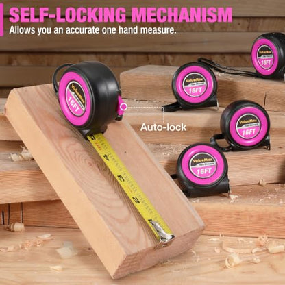 ValueMax Tape Measure, 6 Pack 16FT Measuring Tape Retractable, Purple - color: Purple