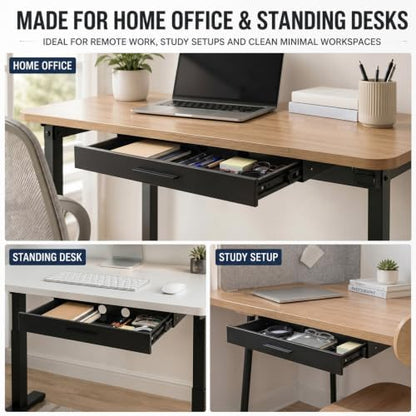 Menkxi 20 x 9 in Under Desk Drawer,Slide out Storage Organizer Heavy Duty - size: 20 x 9 in