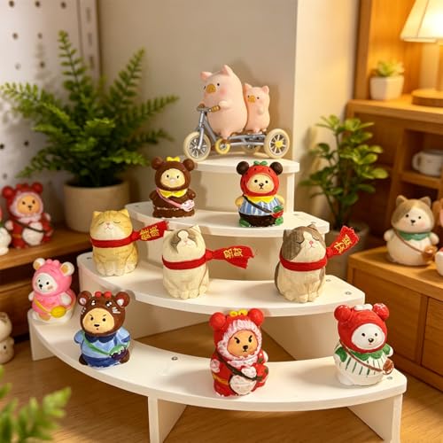 Tier Corner Shelf Display Riser for Figurines – Curved Wooden Display Shelf for Mini Figures, Collectibles, Space Saving Desktop Display Stand Organizer for Desk, Cabinet & Countertop (1)