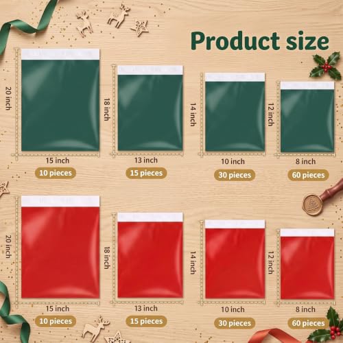 Outus 120 Pcs Poly Mailer Envelope 4 Sizes Shipping Bags,Red and Green - color: Red and Green, size: 8 x 12 In, 10 x 14 In, 13 x 18 In, 15 x 20 in