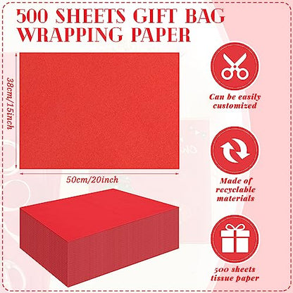 500 Sheet Red Tissue Paper Bulk 15 x 20 Inch for Christmas Wedding Gift Bag - color: Red, size: 15 x 20 Inch, style: Classic