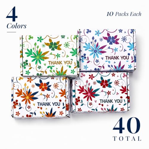 Cedilis 40 Pack Colored Floral Small Shipping Boxes, 6x4x2 Inches