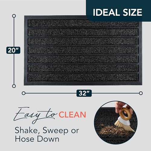 ubdyo Extra Durable Door Mat Outside Entrance (32" x 20", Bright Black) - color: Bright Black, size: 32'' x 20'' (Rectangular)