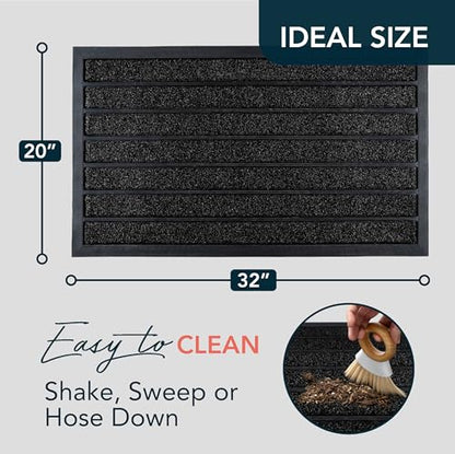 ubdyo Extra Durable Door Mat Outside Entrance (32" x 20", Bright Black) - color: Bright Black, size: 32'' x 20'' (Rectangular)