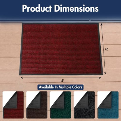 Notrax 109 Industrial Door Mat, 3' x 4' Red, Made in the USA - color: Red / Black, size: 3' x 4' (Rectangular)